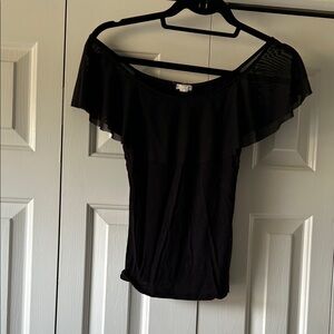 Garage Black Off-Shoulder Ruffle Blouse